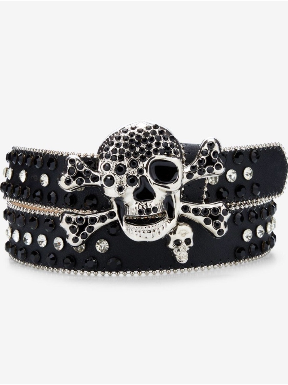 Black Skull & Crossbones Bling Belt XS